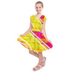 Pop Art Neon Wall Kids  Short Sleeve Dress by essentialimage365