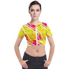 Pop Art Neon Wall Short Sleeve Cropped Jacket by essentialimage365