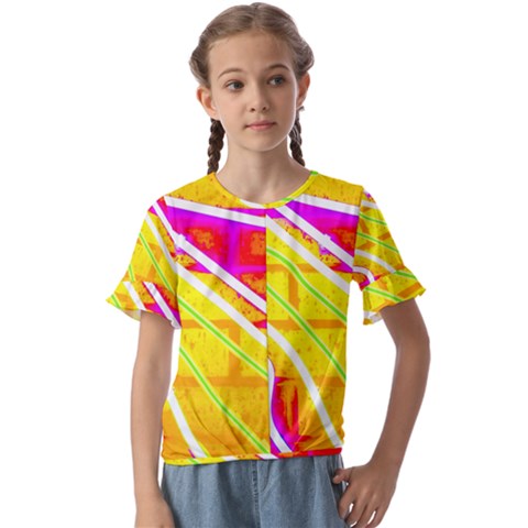 Pop Art Neon Wall Kids  Cuff Sleeve Scrunch Bottom Tee by essentialimage365