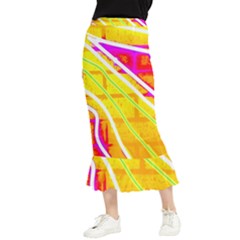 Pop Art Neon Wall Maxi Fishtail Chiffon Skirt by essentialimage365