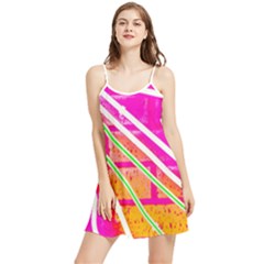 Pop Art Neon Wall Summer Frill Dress by essentialimage365