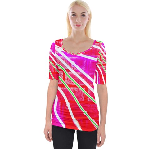 Pop Art Neon Wall Wide Neckline Tee by essentialimage365