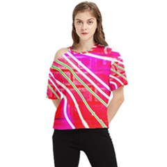 Pop Art Neon Wall One Shoulder Cut Out Tee by essentialimage365