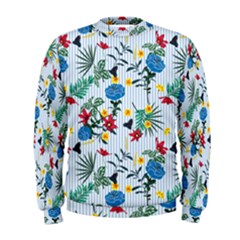 Blue Floral Stripes Men s Sweatshirt by designsbymallika