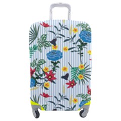 Blue Floral Stripes Luggage Cover (medium) by designsbymallika