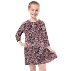 Red Leaves Photo Pattern Kids  Quarter Sleeve Shirt Dress by dflcprintsclothing