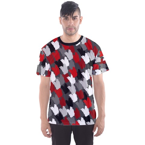 Abstract Paint Splashes, Mixed Colors, Black, Red, White Men s Sport Mesh Tee by Casemiro