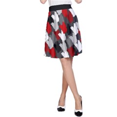 Abstract Paint Splashes, Mixed Colors, Black, Red, White A-line Skirt by Casemiro
