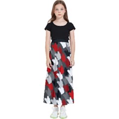 Abstract Paint Splashes, Mixed Colors, Black, Red, White Kids  Flared Maxi Skirt by Casemiro