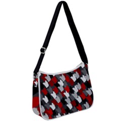 Abstract Paint Splashes, Mixed Colors, Black, Red, White Zip Up Shoulder Bag by Casemiro