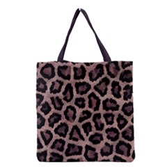 Realistic Leopard Fur Pattern, Brown, Black Spots Grocery Tote Bag by Casemiro