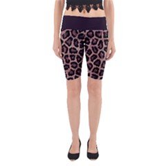 Realistic Leopard Fur Pattern, Brown, Black Spots Yoga Cropped Leggings by Casemiro