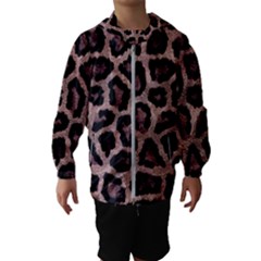 Realistic Leopard Fur Pattern, Brown, Black Spots Kids  Hooded Windbreaker by Casemiro