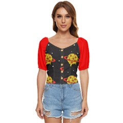 Pizza Planets Button Up Blouse