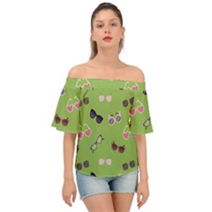 Sunglasses Funny Off Shoulder Short Sleeve Top by SychEva