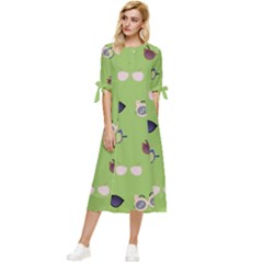 Sunglasses Funny Bow Sleeve Chiffon Midi Dress by SychEva