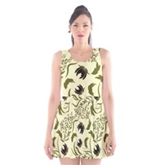 Folk flowers art pattern Floral abstract surface design  Seamless pattern Scoop Neck Skater Dress