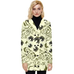 Folk flowers art pattern Floral abstract surface design  Seamless pattern Button Up Hooded Coat 