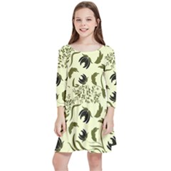 Folk flowers art pattern Floral abstract surface design  Seamless pattern Kids  Quarter Sleeve Skater Dress