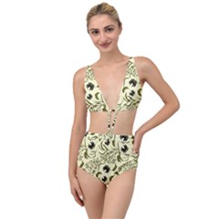 Folk flowers art pattern Floral abstract surface design  Seamless pattern Tied Up Two Piece Swimsuit