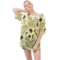 Folk flowers art pattern Floral abstract surface design  Seamless pattern Oversized Chiffon Top