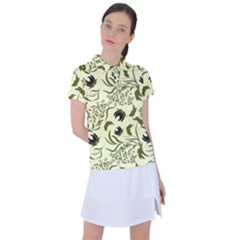 Folk flowers art pattern Floral abstract surface design  Seamless pattern Women s Polo Tee