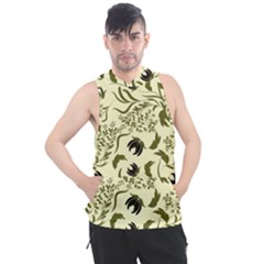 Folk flowers art pattern Floral abstract surface design  Seamless pattern Men s Sleeveless Hoodie