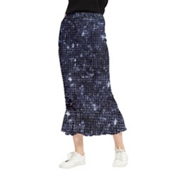 Geometric Dark Blue Abstract Print Pattern Maxi Fishtail Chiffon Skirt by dflcprintsclothing