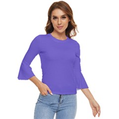 Color Slate Blue Bell Sleeve Top