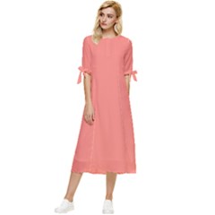 Color Tea Rose Bow Sleeve Chiffon Midi Dress by Kultjers