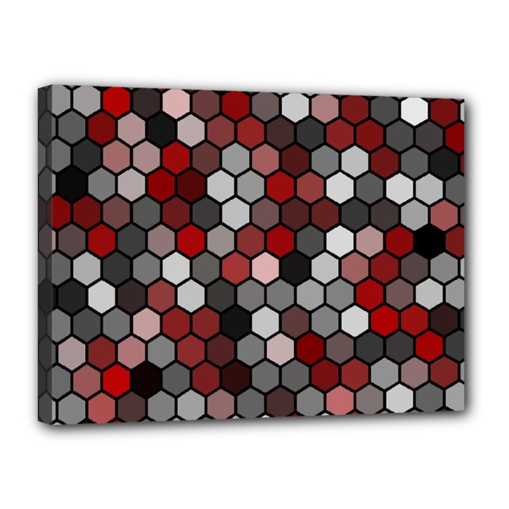 Hexagonal blocks pattern, mixed colors Canvas 16  x 12  (Stretched)