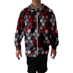 Hexagonal Blocks Pattern, Mixed Colors Kids  Hooded Windbreaker by Casemiro