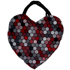 Hexagonal Blocks Pattern, Mixed Colors Giant Heart Shaped Tote by Casemiro