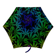 Weed Rainbow, Ganja Leafs Pattern In Colors, 420 Marihujana Theme Mini Folding Umbrellas by Casemiro