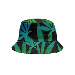 Weed Rainbow, Ganja Leafs Pattern In Colors, 420 Marihujana Theme Inside Out Bucket Hat (kids) by Casemiro