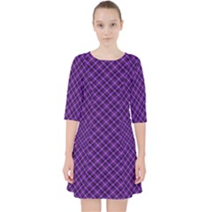 Purple, Black And Yellow Color Plaid, Retro Tartan Pattern Pocket Dress by Casemiro