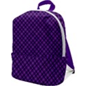 Purple, black and yellow color plaid, retro tartan pattern Zip Up Backpack View1