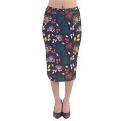 Rose Floral Velvet Midi Pencil Skirt by tmsartbazaar