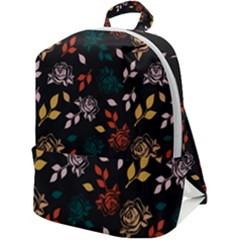 Rose Floral Zip Up Backpack by tmsartbazaar