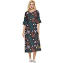 Rose Floral Double Cuff Midi Dress View1