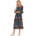 Rose Floral Double Cuff Midi Dress View2