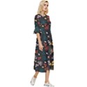 Rose Floral Double Cuff Midi Dress View3