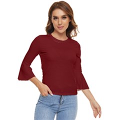 Color Blood Red Bell Sleeve Top