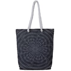 Abstract Spirals, Spiral Abstraction, Gray Color, Graphite Full Print Rope Handle Tote (small) by Casemiro