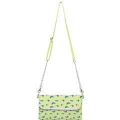Blue Butterflies At Lemon Yellow, Nature Themed Pattern Mini Crossbody Handbag by Casemiro
