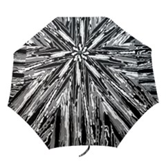 Black And White Abstract Linear Print Folding Umbrellas by dflcprintsclothing