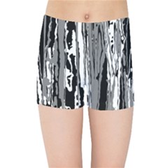 Black And White Abstract Linear Print Kids  Sports Shorts