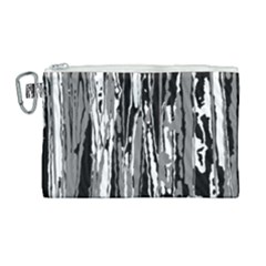 Black And White Abstract Linear Print Canvas Cosmetic Bag (large) by dflcprintsclothing