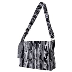 Black And White Abstract Linear Print Full Print Messenger Bag (m) by dflcprintsclothing