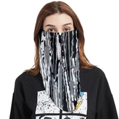 Black And White Abstract Linear Print Face Covering Bandana (triangle)